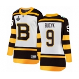 Women's Boston Bruins #9 Johnny Bucyk White Winter Classic Fanatics Branded Breakaway 2019 Stanley Cup Final Bound Hockey Jersey