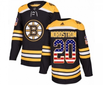 Youth Adidas Boston Bruins #20 Joakim Nordstrom Authentic Black USA Flag Fashion NHL Jersey