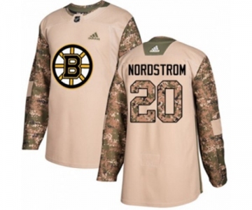 Youth Adidas Boston Bruins #20 Joakim Nordstrom Authentic Camo Veterans Day Practice NHL Jersey