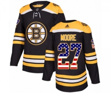 Youth Adidas Boston Bruins #27 John Moore Authentic Black USA Flag Fashion NHL Jersey