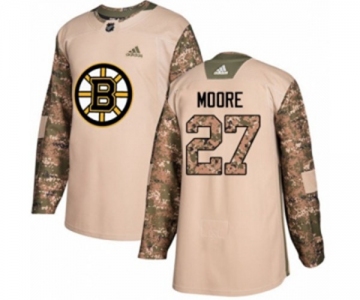 Youth Adidas Boston Bruins #27 John Moore Authentic Camo Veterans Day Practice NHL Jersey