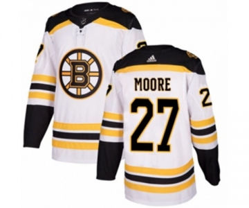 Youth Adidas Boston Bruins #27 John Moore Authentic White Away NHL Jersey