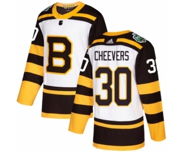 Youth Adidas Boston Bruins #30 Gerry Cheevers Authentic White 2019 Winter Classic NHL Jersey