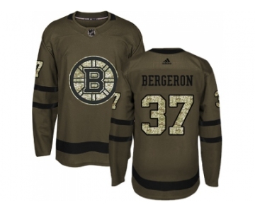 Youth Adidas Boston Bruins #37 Patrice Bergeron Green Salute to Service Stitched NHL Jersey