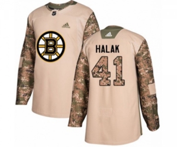 Youth Adidas Boston Bruins #41 Jaroslav Halak Authentic Camo Veterans Day Practice NHL Jersey