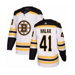 Youth Adidas Boston Bruins #41 Jaroslav Halak Authentic White Away NHL Jersey