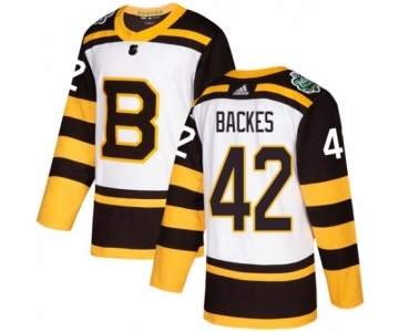 Youth Adidas Boston Bruins #42 David Backes Authentic White 2019 Winter Classic NHL Jersey