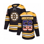 Youth Adidas Boston Bruins #56 Axel Andersson Authentic Black USA Flag Fashion NHL Jersey