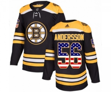 Youth Adidas Boston Bruins #56 Axel Andersson Authentic Black USA Flag Fashion NHL Jersey