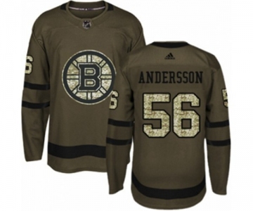 Youth Adidas Boston Bruins #56 Axel Andersson Authentic Green Salute to Service NHL Jersey