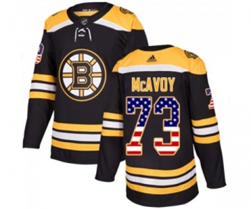 Youth Adidas Boston Bruins #73 Charlie McAvoy Authentic Black USA Flag Fashion NHL Jersey