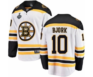 Youth Boston Bruins #10 Anders Bjork Authentic White Away Fanatics Branded Breakaway 2019 Stanley Cup Final Bound Hockey Jersey