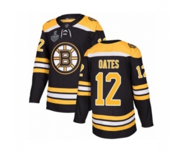 Youth Boston Bruins #12 Adam Oates Authentic Black Home 2019 Stanley Cup Final Bound Hockey Jersey