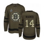 Youth Boston Bruins #14 Chris Wagner Authentic Green Salute to Service 2019 Stanley Cup Final Bound Hockey Jersey