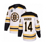 Youth Boston Bruins #14 Chris Wagner Authentic White Away 2019 Stanley Cup Final Bound Hockey Jersey