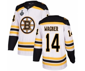 Youth Boston Bruins #14 Chris Wagner Authentic White Away 2019 Stanley Cup Final Bound Hockey Jersey