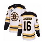 Youth Boston Bruins #16 Derek Sanderson Authentic White Away 2019 Stanley Cup Final Bound Hockey Jersey