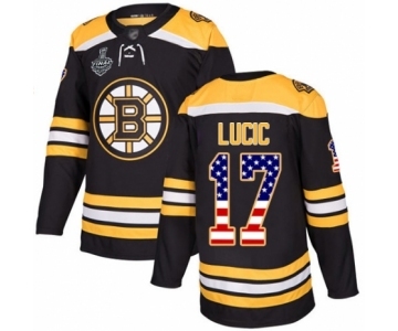 Youth Boston Bruins #17 Milan Lucic Authentic Black USA Flag Fashion 2019 Stanley Cup Final Bound Hockey Jersey