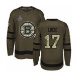 Youth Boston Bruins #17 Milan Lucic Authentic Green Salute to Service 2019 Stanley Cup Final Bound Hockey Jersey