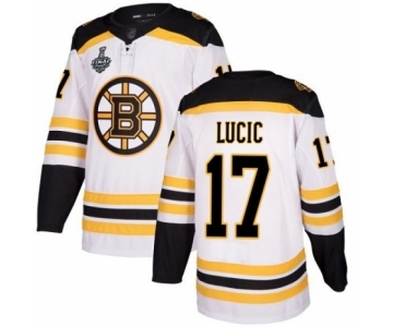 Youth Boston Bruins #17 Milan Lucic Authentic White Away 2019 Stanley Cup Final Bound Hockey Jersey