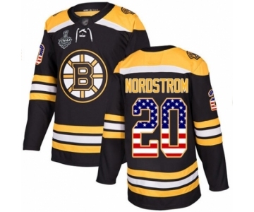 Youth Boston Bruins #20 Joakim Nordstrom Authentic Black USA Flag Fashion 2019 Stanley Cup Final Bound Hockey Jersey