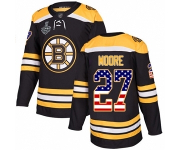 Youth Boston Bruins #27 John Moore Authentic Black USA Flag Fashion 2019 Stanley Cup Final Bound Hockey Jersey