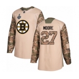 Youth Boston Bruins #27 John Moore Authentic Camo Veterans Day Practice 2019 Stanley Cup Final Bound Hockey Jersey