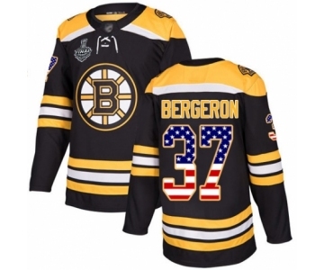 Youth Boston Bruins #37 Patrice Bergeron Authentic Black USA Flag Fashion 2019 Stanley Cup Final Bound Hockey Jersey