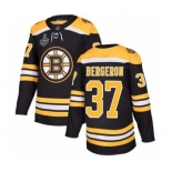 Youth Boston Bruins #37 Patrice Bergeron Premier Black Home 2019 Stanley Cup Final Bound Hockey Jersey