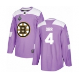 Youth Boston Bruins #4 Bobby Orr Authentic Purple Fights Cancer Practice 2019 Stanley Cup Final Bound Hockey Jersey