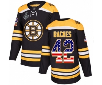 Youth Boston Bruins #42 David Backes Authentic Black USA Flag Fashion 2019 Stanley Cup Final Bound Hockey Jersey