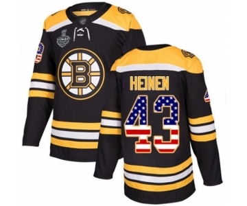 Youth Boston Bruins #43 Danton Heinen Authentic Black USA Flag Fashion 2019 Stanley Cup Final Bound Hockey Jersey