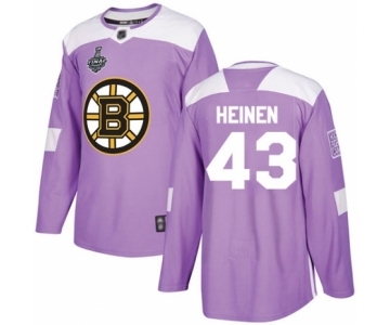 Youth Boston Bruins #43 Danton Heinen Authentic Purple Fights Cancer Practice 2019 Stanley Cup Final Bound Hockey Jersey