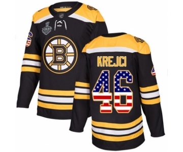 Youth Boston Bruins #46 David Krejci Authentic Black USA Flag Fashion 2019 Stanley Cup Final Bound Hockey Jersey