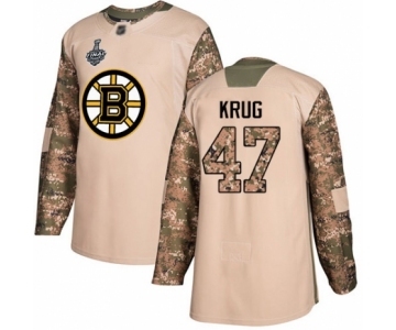 Youth Boston Bruins #47 Torey Krug Authentic Camo Veterans Day Practice 2019 Stanley Cup Final Bound Hockey Jersey