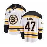 Youth Boston Bruins #47 Torey Krug Authentic White Away Fanatics Branded Breakaway 2019 Stanley Cup Final Bound Hockey Jersey