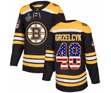 Youth Boston Bruins #48 Matt Grzelcyk Authentic Black USA Flag Fashion 2019 Stanley Cup Final Bound Hockey Jersey