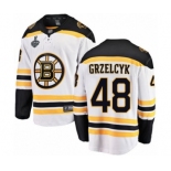 Youth Boston Bruins #48 Matt Grzelcyk Authentic White Away Fanatics Branded Breakaway 2019 Stanley Cup Final Bound Hockey Jersey