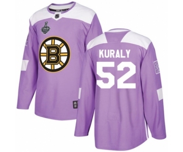 Youth Boston Bruins #52 Sean Kuraly Authentic Purple Fights Cancer Practice 2019 Stanley Cup Final Bound Hockey Jersey