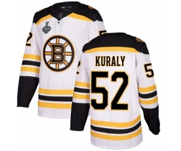 Youth Boston Bruins #52 Sean Kuraly Authentic White Away 2019 Stanley Cup Final Bound Hockey Jersey