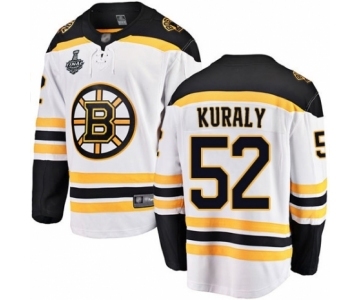 Youth Boston Bruins #52 Sean Kuraly Authentic White Away Fanatics Branded Breakaway 2019 Stanley Cup Final Bound Hockey Jersey