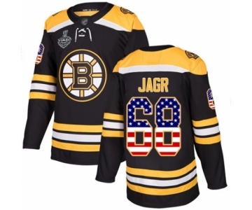 Youth Boston Bruins #68 Jaromir Jagr Authentic Black USA Flag Fashion 2019 Stanley Cup Final Bound Hockey Jersey