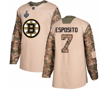 Youth Boston Bruins #7 Phil Esposito Authentic Camo Veterans Day Practice 2019 Stanley Cup Final Bound Hockey Jersey