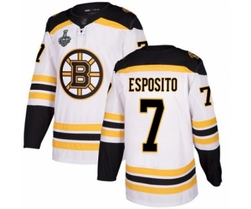 Youth Boston Bruins #7 Phil Esposito Authentic White Away 2019 Stanley Cup Final Bound Hockey Jersey