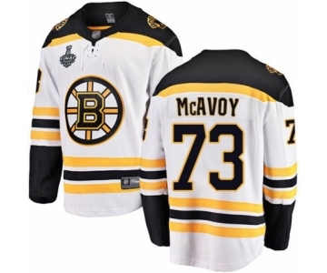 Youth Boston Bruins #73 Charlie McAvoy Authentic White Away Fanatics Branded Breakaway 2019 Stanley Cup Final Bound Hockey Jersey