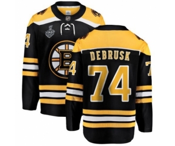 Youth Boston Bruins #74 Jake DeBrusk Authentic Black Home Fanatics Branded Breakaway 2019 Stanley Cup Final Bound Hockey Jersey