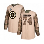 Youth Boston Bruins #74 Jake DeBrusk Authentic Camo Veterans Day Practice 2019 Stanley Cup Final Bound Hockey Jersey