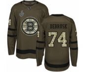 Youth Boston Bruins #74 Jake DeBrusk Authentic Green Salute to Service 2019 Stanley Cup Final Bound Hockey Jersey