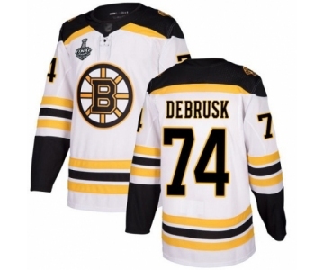 Youth Boston Bruins #74 Jake DeBrusk Authentic White Away 2019 Stanley Cup Final Bound Hockey Jersey