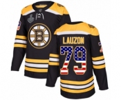 Youth Boston Bruins #79 Jeremy Lauzon Authentic Black USA Flag Fashion 2019 Stanley Cup Final Bound Hockey Jersey